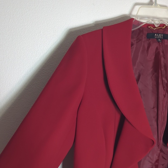Alex Marie Womens Blazer Ruffle Cropped Quiet Luxury Business Casual Red Size 10 - Picture 5 of 11